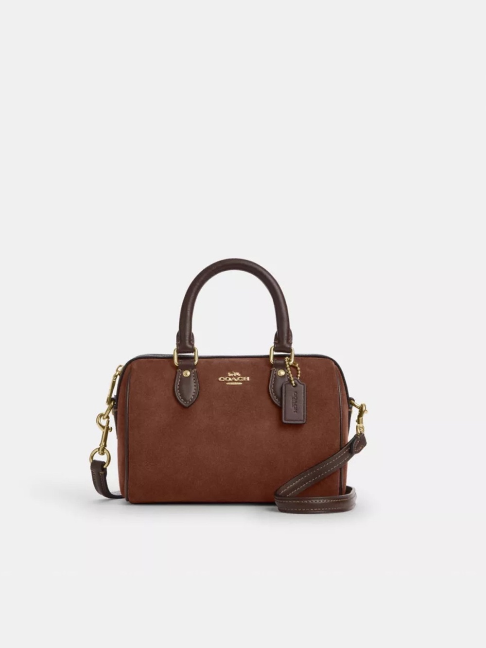 NWT Coach Mini Rowan brown suede
